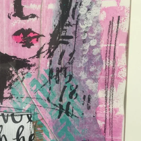 Original Art Work Painting Framed Eclectic Mixed Media